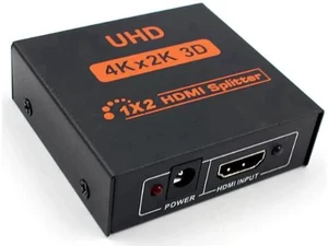 1 in 2 Out HDMI Splitter, Male to Dual Female HDMI Adapter Support 4K Ultra HD 3D, Duplicate Single Source to Two HDTV Displays 1 in 2 Out HDMI Splitter, Male to Dual Female HDMI Adapter Support 4K Ultra HD 3D, Duplicate Single Source to Two HDTV Displays