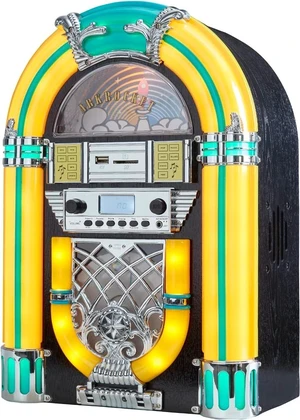 Athena Mini Jukebox/Tabletop CD Player/Bluetooth Speaker/Radio/USB and SD Card Player with Retro LED Lighting System (Yellow Green) Athena Mini Jukebox/Tabletop CD Player/Bluetooth Speaker/Radio/USB and SD Card Player with Retro LED Lighting System (Yellow Green)