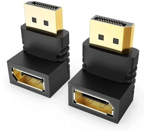 2-Pack 90° & 270 Degree DisplayPort Right Angle Adapter, Gold-Plated DP Male to Female Converter, 4K DP Extender Compatible with Dell, HP, Lenovo, ASUS, Apple, NVIDIA/AMD Graphics Cards, Gaming Monito 2-Pack 90° & 270 Degree DisplayPort Right Angle Adapter, Gold-Plated DP Male to Female Converter, 4K DP Extender Compatible with Dell, HP, Lenovo, ASUS, Apple, NVIDIA/AMD Graphics Cards, Gaming Monito
