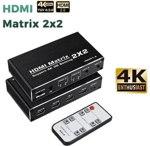 2x2 HDMI Matrix Switch 2 in 2 Out with IR Remote Control, HDMI 2.0b 4K@60Hz Matrix Splitter Supports HDR, HDCP1.4, Ultra HD 4K & 3D, Model OZJ3 2x2 HDMI Matrix Switch 2 in 2 Out with IR Remote Control, HDMI 2.0b 4K@60Hz Matrix Splitter Supports HDR, HDCP1.4, Ultra HD 4K & 3D, Model OZJ3