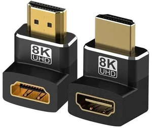 2-Pack 8K HDMI 2.1 Right Angle Adapters, 90° & 270° L-Shaped Male to Female Connectors, Support 8K@60Hz, 4K@120Hz HDR for HDTV, Laptop, PS4/PS5, Xbox 2-Pack 8K HDMI 2.1 Right Angle Adapters, 90° & 270° L-Shaped Male to Female Connectors, Support 8K@60Hz, 4K@120Hz HDR for HDTV, Laptop, PS4/PS5, Xbox