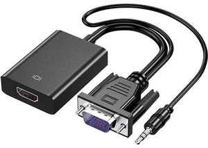 1080P VGA Male to HDMI Female Adapter, VGA to HDMI Video Audio Converter with 3.5mm Audio Cable & Power Port, Connect VGA Laptop PC to HDMI Monitor Projector TV 1080P VGA Male to HDMI Female Adapter, VGA to HDMI Video Audio Converter with 3.5mm Audio Cable & Power Port, Connect VGA Laptop PC to HDMI Monitor Projector TV