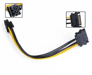 20cm/8 Inch 15Pin SATA to 6Pin PCIe GPU Power Adapter Cable 20cm/8 Inch 15Pin SATA to 6Pin PCIe GPU Power Adapter Cable