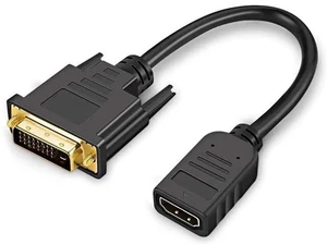 0.5Ft/0.15M Bi-Directional HDMI Female to DVI 24+1 Male Adapter Cable, Gold-Plated HDMI to DVI Converter Cord, Supports 1080P & 3D, Black 0.5Ft/0.15M Bi-Directional HDMI Female to DVI 24+1 Male Adapter Cable, Gold-Plated HDMI to DVI Converter Cord, Supports 1080P & 3D, Black