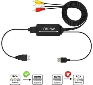 3RCA AV to HDMI Converter Cable, Composite CVBS RCA to HDMI Adapter Supports PAL/NTSC 1080P for VCR, DVD, Game Consoles & Old Cameras 3RCA AV to HDMI Converter Cable, Composite CVBS RCA to HDMI Adapter Supports PAL/NTSC 1080P for VCR, DVD, Game Consoles & Old Cameras