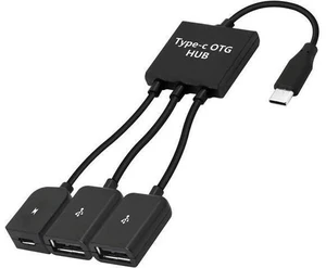 USB-C Male to Dual USB-A Female + Micro USB OTG Splitter Adapter for Android Smartphones & Tablets USB-C Male to Dual USB-A Female + Micro USB OTG Splitter Adapter for Android Smartphones & Tablets