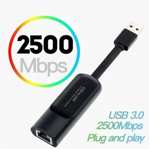 2.5G USB to Ethernet Adapter 2500Mbps USB-A to RJ45 Wired Network Card, High-Speed Gigabit LAN Dongle for Desktop / Laptop / PC 2.5G USB to Ethernet Adapter 2500Mbps USB-A to RJ45 Wired Network Card, High-Speed Gigabit LAN Dongle for Desktop / Laptop / PC