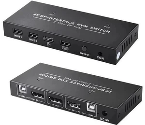 2 Port 2 In 1 Out DP KVM Switch 4K@60Hz, 2 PCs Share One Monitor, Keyboard, Mouse & Printer 2 Port 2 In 1 Out DP KVM Switch 4K@60Hz, 2 PCs Share One Monitor, Keyboard, Mouse & Printer