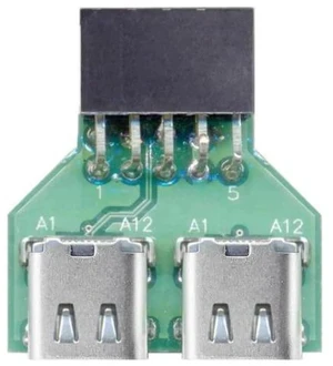 Dual Port USB 3.1 Type-C Female to Motherboard 9Pin 10Pin USB Header Adapter PCBA, 480Mbps USB 2.0 Internal Front Panel Connector for DIY PC Case Dual Port USB 3.1 Type-C Female to Motherboard 9Pin 10Pin USB Header Adapter PCBA, 480Mbps USB 2.0 Internal Front Panel Connector for DIY PC Case