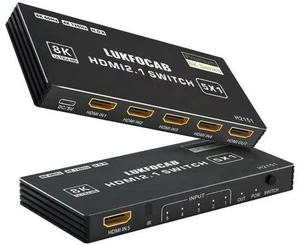 5 in 1 Out HDMI 2.1 8K Switch with IR Remote, 48Gbps High Speed 5-Port HDMI Switcher Selector Box Support 8K@60Hz 4K@120Hz, HDR10+, HDCP2.3 & 3D for PS5/PS4/PS3, Xbox Series X, Nintendo Switch, Laptop 5 in 1 Out HDMI 2.1 8K Switch with IR Remote, 48Gbps High Speed 5-Port HDMI Switcher Selector Box Support 8K@60Hz 4K@120Hz, HDR10+, HDCP2.3 & 3D for PS5/PS4/PS3, Xbox Series X, Nintendo Switch, Laptop