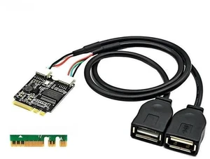 M.2 Key A/E to Dual USB 2.0 Riser Card, GL850 Chip M2 WiFi Slot to 2-Port USB Adapter with 30cm Extension Cable for Laptop Mini PC Motherboard M.2 Key A/E to Dual USB 2.0 Riser Card, GL850 Chip M2 WiFi Slot to 2-Port USB Adapter with 30cm Extension Cable for Laptop Mini PC Motherboard
