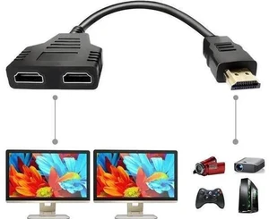 1 In 2 Out HDMI Splitter Cable, 1080P Full HD Male to Dual Female Y Splitter Cord for HDTV, LED & LCD Displays 1 In 2 Out HDMI Splitter Cable, 1080P Full HD Male to Dual Female Y Splitter Cord for HDTV, LED & LCD Displays