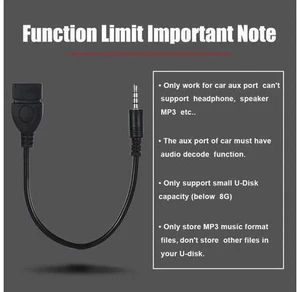 USB 2.0 Female to 3.5mm Male AUX OTG Adapter Cable, 1/8 Inch Audio Jack Converter for Car Stereo to Play Music from USB Flash Drives USB 2.0 Female to 3.5mm Male AUX OTG Adapter Cable, 1/8 Inch Audio Jack Converter for Car Stereo to Play Music from USB Flash Drives