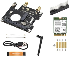 PCIe to M.2 E Key HAT with Wireless-AX210 Card for Raspberry Pi 5,Compatible with NGFF (M.2 E Key) Wireless NIC, USB Bluetooth Connection PCIe to M.2 E Key HAT with Wireless-AX210 Card for Raspberry Pi 5,Compatible with NGFF (M.2 E Key) Wireless NIC, USB Bluetooth Connection