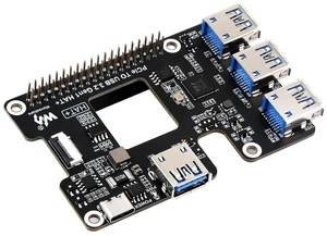 PCIe to USB 3.2 Gen1 Expansion Card for Raspberry Pi 5, PCIe Interface to 4X High Speed USB 3.2 Gen1 Ports,Plug and Play PCIe to USB 3.2 Gen1 Expansion Card for Raspberry Pi 5, PCIe Interface to 4X High Speed USB 3.2 Gen1 Ports,Plug and Play