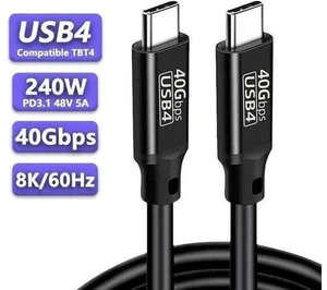 40Gbps USB4 Cable with 8K Video and 240W Charging - Compatible with USB4, Thunderbolt 3/4 Cable and all USB-C devices 5 Feet 40Gbps USB4 Cable with 8K Video and 240W Charging - Compatible with USB4, Thunderbolt 3/4 Cable and all USB-C devices 5 Feet