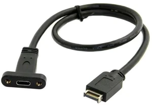 40cm Type-E Key-A Header to Panel Mount USB-C Female Extension Cable | USB3.2 Gen2 10Gbps Front Panel Adapter Cord 40cm Type-E Key-A Header to Panel Mount USB-C Female Extension Cable | USB3.2 Gen2 10Gbps Front Panel Adapter Cord