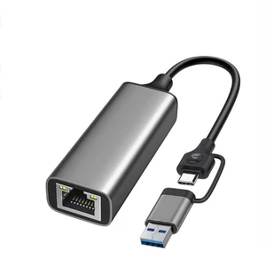 Dual-Head Type-C / USB to RJ45 Ethernet Adapter Gigabit Wired Network Converter for Phone / PC / Laptop, USB-C & USB-A to 1000Mbps LAN Dongle Dual-Head Type-C / USB to RJ45 Ethernet Adapter Gigabit Wired Network Converter for Phone / PC / Laptop, USB-C & USB-A to 1000Mbps LAN Dongle