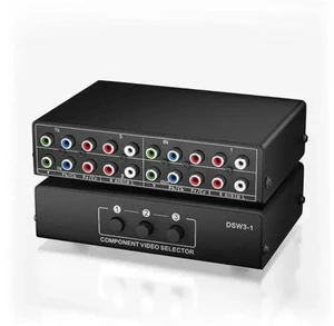 3 in 1 Out Component AV Switch Box, 3-Port 5 RCA YPbPr RGB Component Video Selector with L/R Stereo Audio, Supports 1080P, Compatible with Xbox, Wii, PS1/PS2/PS3, SNES, DVD Players, STB and HDTV 3 in 1 Out Component AV Switch Box, 3-Port 5 RCA YPbPr RGB Component Video Selector with L/R Stereo Audio, Supports 1080P, Compatible with Xbox, Wii, PS1/PS2/PS3, SNES, DVD Players, STB and HDTV