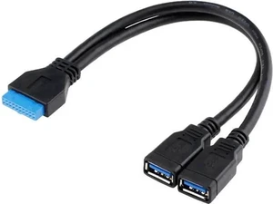 30cm 2-Port USB 3.0 Cable, 20Pin Motherboard Header to Dual USB A Female Adapter for Gaming PC Front Panel DIY 30cm 2-Port USB 3.0 Cable, 20Pin Motherboard Header to Dual USB A Female Adapter for Gaming PC Front Panel DIY