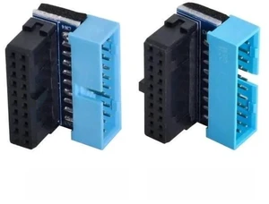 2 Pack 90 Degree Angled USB 3.0 19/20Pin Internal Header Male to Female Adapter, Motherboard Front Panel Gender Changer 2 Pack 90 Degree Angled USB 3.0 19/20Pin Internal Header Male to Female Adapter, Motherboard Front Panel Gender Changer