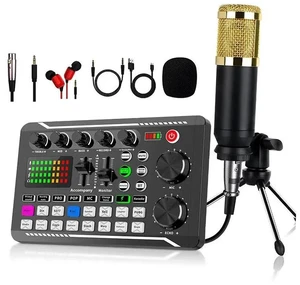 F998 English Version Sound Card Mixer USB Audio Interface for Phone / PC, Condenser Mic Stand, Live Streaming Mixer for Gaming / Recording F998 English Version Sound Card Mixer USB Audio Interface for Phone / PC, Condenser Mic Stand, Live Streaming Mixer for Gaming / Recording