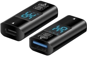 2 Pack USB 3.2 Gen2 USB C Female to USB A Female Coupler with Digital Power Display, 10Gbps Data Transfer Dual-Way Fast Charging Adapter Converter for USB-A & USB-C Devices 2 Pack USB 3.2 Gen2 USB C Female to USB A Female Coupler with Digital Power Display, 10Gbps Data Transfer Dual-Way Fast Charging Adapter Converter for USB-A & USB-C Devices