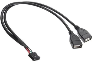 11.81 Inch Motherboard 9Pin USB2.0 Splitter Cable, Single 9Pin Header to Dual USB 2.0 Female Internal Extension Adapter Wire 11.81 Inch Motherboard 9Pin USB2.0 Splitter Cable, Single 9Pin Header to Dual USB 2.0 Female Internal Extension Adapter Wire