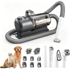 Pet Multifunctional Grooming Kit with Vacuum Dog/Cat Hair Clipper & Vacuum Cleaner Set, Integrated Suction, Low Noise, for Home Use -Grey Pet Multifunctional Grooming Kit with Vacuum Dog/Cat Hair Clipper & Vacuum Cleaner Set, Integrated Suction, Low Noise, for Home Use -Grey