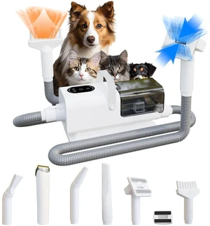 Pet Grooming Vacuum & Blow Dryer Integrated Suction, Trimmer & Hair Dryer for Dogs & Cats, Low Noise, Dust Cup Pet Grooming Vacuum & Blow Dryer Integrated Suction, Trimmer & Hair Dryer for Dogs & Cats, Low Noise, Dust Cup