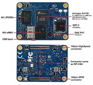 Banana Pi BPI-CM4,Raspberry Pi CM Compatible, Amlogic A311D Quad Core ARM Cortex-A73, 4G LPDDR4 16G eMMC Onboard WIFI5,Minipcie 26PIN Run Android Armbian Linux (BPI-CM4 + BPI-CM4IO) Banana Pi BPI-CM4,Raspberry Pi CM Compatible, Amlogic A311D Quad Core ARM Cortex-A73, 4G LPDDR4 16G eMMC Onboard WIFI5,Minipcie 26PIN Run Android Armbian Linux (BPI-CM4 + BPI-CM4IO)
