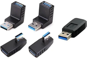 5 Pack USB 3.0 Male to Female Gender Changer, 90°/180° Multi-Angle Adapter, 4 Directions Elbow Connector, Port Protector for Laptop & Notebook 5 Pack USB 3.0 Male to Female Gender Changer, 90°/180° Multi-Angle Adapter, 4 Directions Elbow Connector, Port Protector for Laptop & Notebook