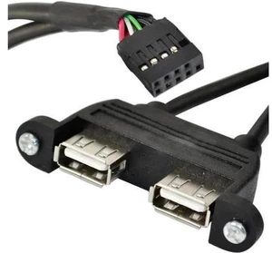 50cm Dual USB 2.0 A Female Panel Mount Cable to 10-Pin Motherboard Internal Header 50cm Dual USB 2.0 A Female Panel Mount Cable to 10-Pin Motherboard Internal Header