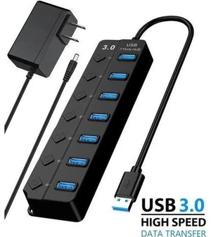 Black 7-Port USB 3.0 Hub Splitter, 5Gbps High Speed Portable USB Port Expander Universal for Laptop, Desktop PC & Mobile Hard Drives, Model:7IN1HUB Black 7-Port USB 3.0 Hub Splitter, 5Gbps High Speed Portable USB Port Expander Universal for Laptop, Desktop PC & Mobile Hard Drives, Model:7IN1HUB