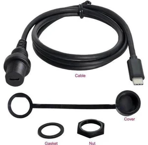 Waterproof Dustproof USB 3.1 Type-C Flush Mount Extension Cable, Car Dashboard Panel Embedded Installation Waterproof Dustproof USB 3.1 Type-C Flush Mount Extension Cable, Car Dashboard Panel Embedded Installation