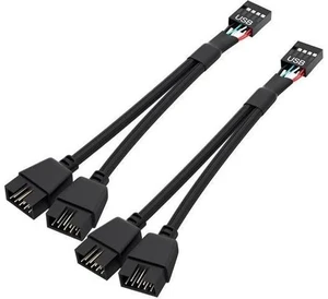 2 Pack Braided Black USB 2.0 Header Splitter, Motherboard 9 Pin Extension Cable 2 Pack Braided Black USB 2.0 Header Splitter, Motherboard 9 Pin Extension Cable