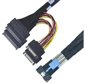 50cm/1.6ft PCIe 4.0 MCIO x8 to Dual SFF-8639 U.2 NVMe Breakout Cable with 15Pin SATA Power Supply 50cm/1.6ft PCIe 4.0 MCIO x8 to Dual SFF-8639 U.2 NVMe Breakout Cable with 15Pin SATA Power Supply