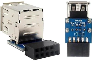 PH29B USB2.0 9Pin Header Splitter PCB Adapter, 9Pin Female To Dual USB-A Female Internal Motherboard Converter For Desktop PC RGB Fans & Internal USB Dongles (No Cable, 1 Pack) PH29B USB2.0 9Pin Header Splitter PCB Adapter, 9Pin Female To Dual USB-A Female Internal Motherboard Converter For Desktop PC RGB Fans & Internal USB Dongles (No Cable, 1 Pack)
