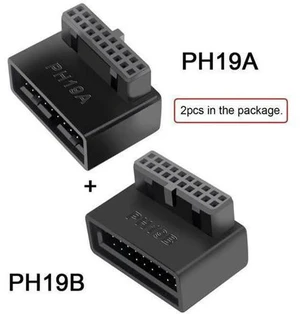 1 Set 90 Degree Up & Down Angled USB 3.0 20Pin Male to Female Internal Header Extension Adapter, Overmolded Right Angle Riser for Desktop PC Chassis Wiring 1 Set 90 Degree Up & Down Angled USB 3.0 20Pin Male to Female Internal Header Extension Adapter, Overmolded Right Angle Riser for Desktop PC Chassis Wiring
