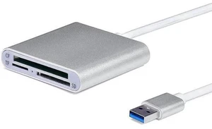 Aluminum USB 3.0 Multi Card Reader, 3 Ports Memory Card Reader Writer Adapter, Supports CF SD TF Micro SD SDHC SDXC UHS-I MMC MD Cards, Plug and Play for Windows Mac Laptop Desktop Aluminum USB 3.0 Multi Card Reader, 3 Ports Memory Card Reader Writer Adapter, Supports CF SD TF Micro SD SDHC SDXC UHS-I MMC MD Cards, Plug and Play for Windows Mac Laptop Desktop