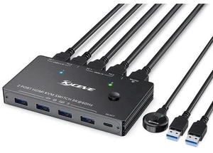 2-Port 8K HDMI KVM Switch, KCEVE USB 3.0 KVM Box, Support 8K@60Hz & 4K@120Hz, 2 PCs Share One Monitor, Keyboard & Mouse 2-Port 8K HDMI KVM Switch, KCEVE USB 3.0 KVM Box, Support 8K@60Hz & 4K@120Hz, 2 PCs Share One Monitor, Keyboard & Mouse