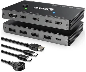 2 Port USB-C KVM Switch 4K@60Hz, Type-C KVM Switcher with 87W PD Fast Charging for 2 Computers Share Monitor Keyboard Mouse 2 Port USB-C KVM Switch 4K@60Hz, Type-C KVM Switcher with 87W PD Fast Charging for 2 Computers Share Monitor Keyboard Mouse
