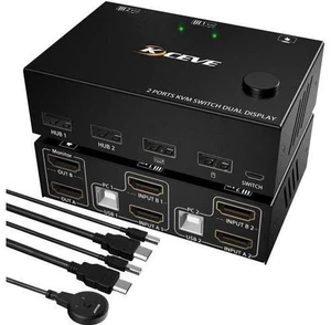 2x2 Dual Monitor HDMI KVM Switch 4K@30Hz, USB 2.0 KVM Switcher for 2 PCs Share 2 Displays Keyboard Mouse, Support Mirror & Extended Mode 2x2 Dual Monitor HDMI KVM Switch 4K@30Hz, USB 2.0 KVM Switcher for 2 PCs Share 2 Displays Keyboard Mouse, Support Mirror & Extended Mode