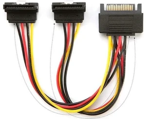 20CM 90-Degree Dual Female SATA Power Splitter Cable, 15Pin SATA Male to 2×Right Angle SATA Female Power Adapter for Desktop PC 20CM 90-Degree Dual Female SATA Power Splitter Cable, 15Pin SATA Male to 2×Right Angle SATA Female Power Adapter for Desktop PC