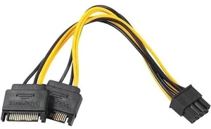8 Inch Dual 15Pin SATA to PCIe 8Pin (6+2) GPU Power Adapter Cable, 2 SATA to PCI-e Video Card Power Converter Cord 8 Inch Dual 15Pin SATA to PCIe 8Pin (6+2) GPU Power Adapter Cable, 2 SATA to PCI-e Video Card Power Converter Cord