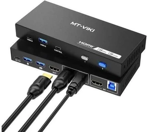 MT-VIKI 2 Port HDMI USB 3.0 KVM Switch, 4K@60Hz 2K@144Hz, 4 USB Ports (3 USB-A + 1 USB-C) for 2 Computers Share 1 Monitor MT-VIKI 2 Port HDMI USB 3.0 KVM Switch, 4K@60Hz 2K@144Hz, 4 USB Ports (3 USB-A + 1 USB-C) for 2 Computers Share 1 Monitor