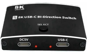 Bi-Directional USB-C KVM Switch 2-In-1 / 1-In-2 Out, 8K@60Hz 10Gbps Data Transfer, Compatible with Thunderbolt USB-C Devices Bi-Directional USB-C KVM Switch 2-In-1 / 1-In-2 Out, 8K@60Hz 10Gbps Data Transfer, Compatible with Thunderbolt USB-C Devices