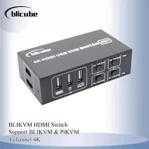 BLIKVM 4-Port HDMI KVM Switch 4 Inputs 1 Output, USB 2.0 Hub, 4K@60Hz, Supports PiKVM & BLIKVM, Remote & Button Control (197 characters) BLIKVM 4-Port HDMI KVM Switch 4 Inputs 1 Output, USB 2.0 Hub, 4K@60Hz, Supports PiKVM & BLIKVM, Remote & Button Control (197 characters)