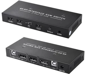 2 Port 2 In 1 Out DisplayPort KVM Switch 4K@60Hz, Share Single Monitor, Mouse, Keyboard & Printer for 2 PCs 2 Port 2 In 1 Out DisplayPort KVM Switch 4K@60Hz, Share Single Monitor, Mouse, Keyboard & Printer for 2 PCs