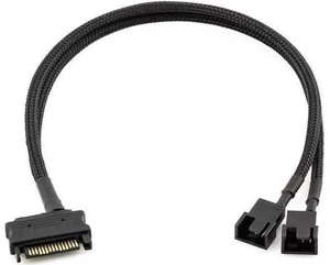 10 Inch Black Sleeved SATA Fan Y Splitter Cable, 15Pin SATA to Dual 3Pin/4Pin TX3 TX4 PWM Case Fan Power Adapter Cord 10 Inch Black Sleeved SATA Fan Y Splitter Cable, 15Pin SATA to Dual 3Pin/4Pin TX3 TX4 PWM Case Fan Power Adapter Cord